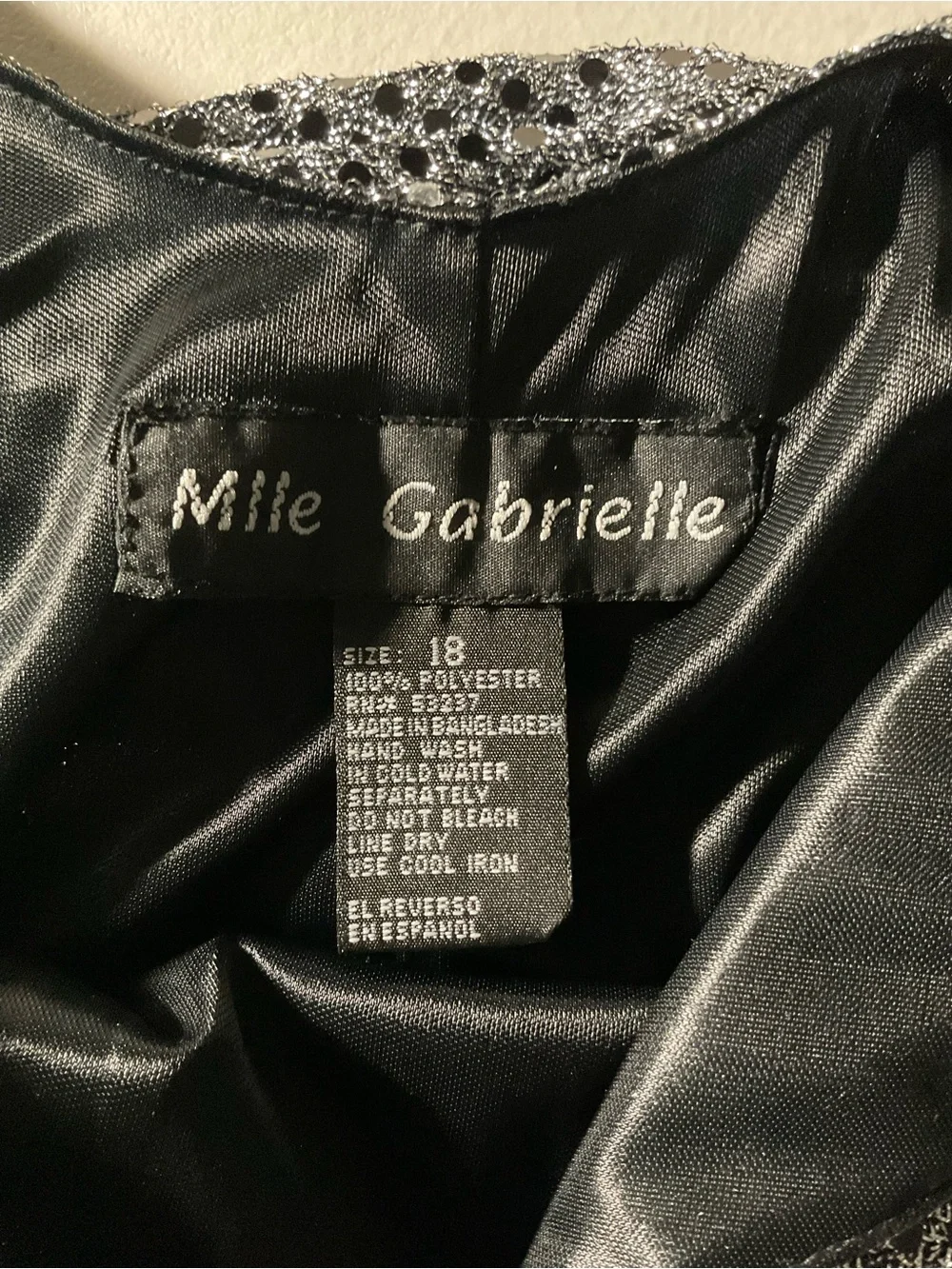 Millie Gabrielle Silver Sequin Overlay Black Maxi Dress Size 18